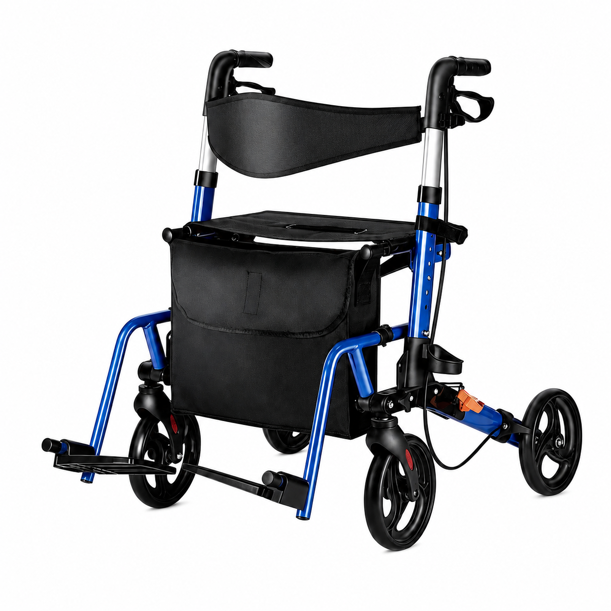 Invvqu W3-B – 2-in-1 Rollator & Transportstuhl mit Fußstützen, faltbar, bis 150 kg