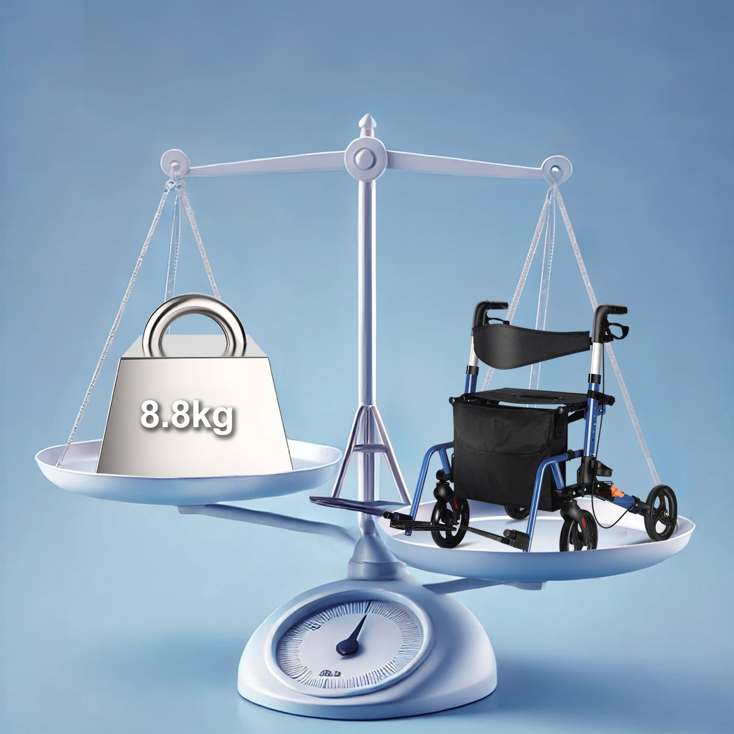 Invvqu WalkCare-2 Faltbarer Rollator mit 360°-Drehrädern – Leicht, Kompakt und Vielseitig