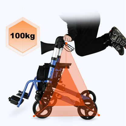 Invvqu WalkCare-2 Faltbarer Rollator mit 360°-Drehrädern – Leicht, Kompakt und Vielseitig