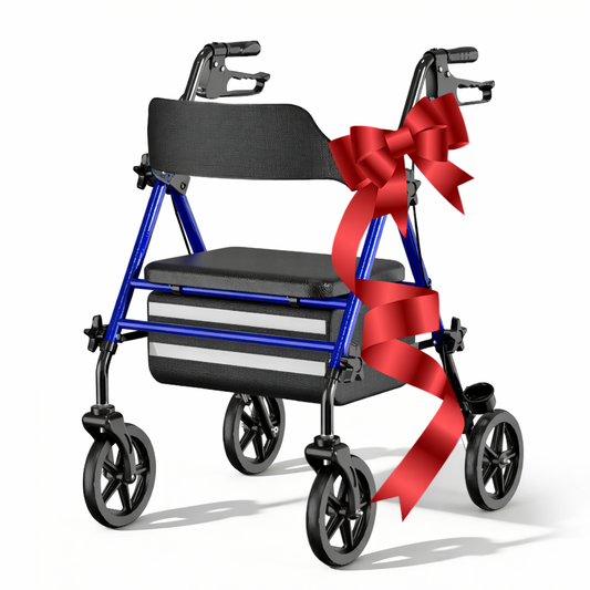 Invvqu W4 faltbarer Rollator Blau mit Sitz, höhenverstellbar, leicht, bis 150 kg