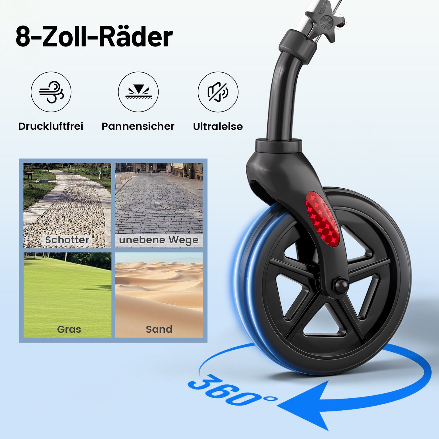 Invvqu W4-S– Stabiler Rollator mit Sitz & Tasche, 150 kg Tragkraft, 8-Zoll-Räder, Silber