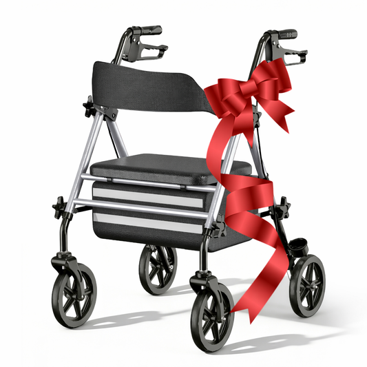 Invvqu W4 faltbarer Rollator Silber mit Sitz, höhenverstellbar, leicht, bis 150 kg