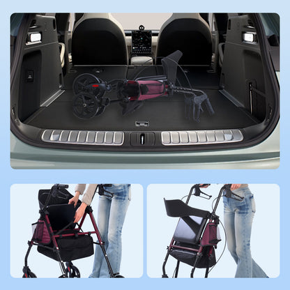 Invvqu R4 Leichtgewicht Rollator mit Sitz – Klappbar, Höhenverstellbar, 8" All-Terrain-Räder, bis 150 kg