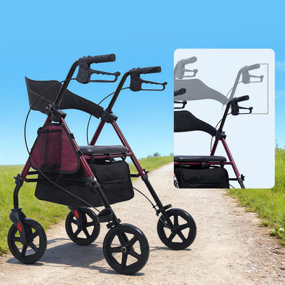 Invvqu R4 Leichtgewicht Rollator mit Sitz – Klappbar, Höhenverstellbar, 8" All-Terrain-Räder, bis 150 kg