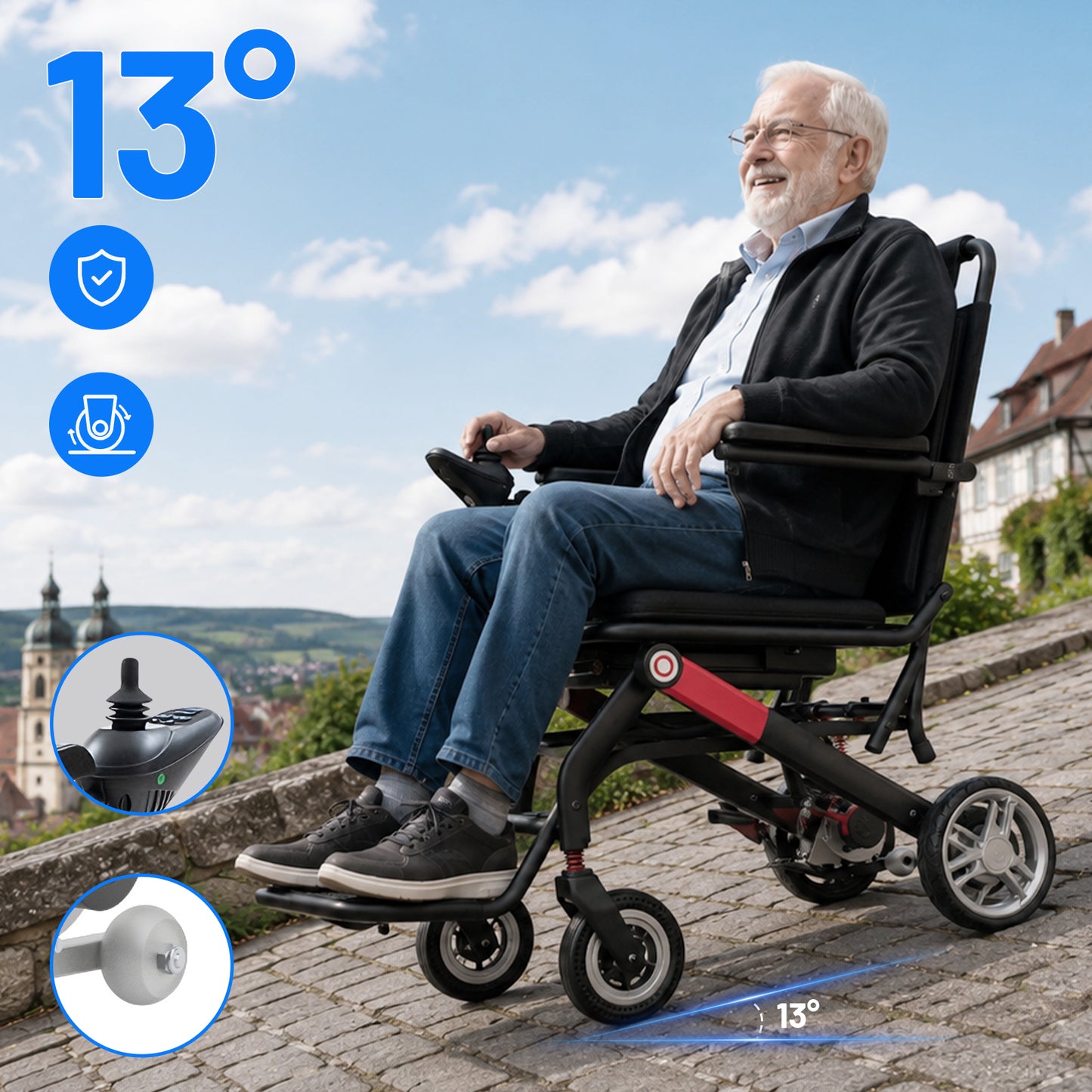 Invvqu V1H – Silla de ruedas eléctrica plegable ultraligera, solo 14,5 kg, compacta y móvil