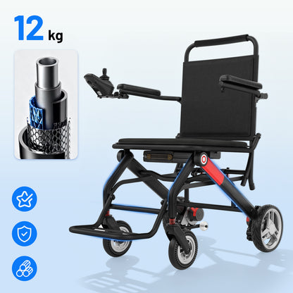 Invvqu V1H – Silla de ruedas eléctrica plegable ultraligera, solo 14,5 kg, compacta y móvil