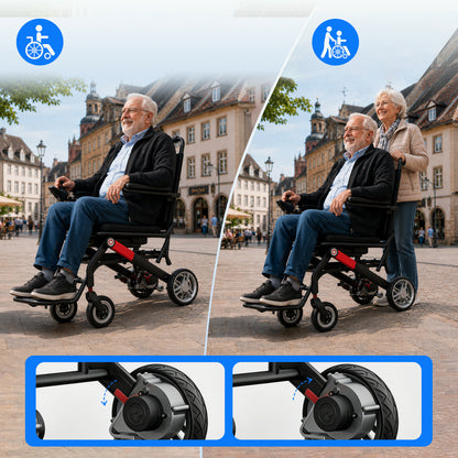 Invvqu V1H – Silla de ruedas eléctrica plegable ultraligera, solo 14,5 kg, compacta y móvil