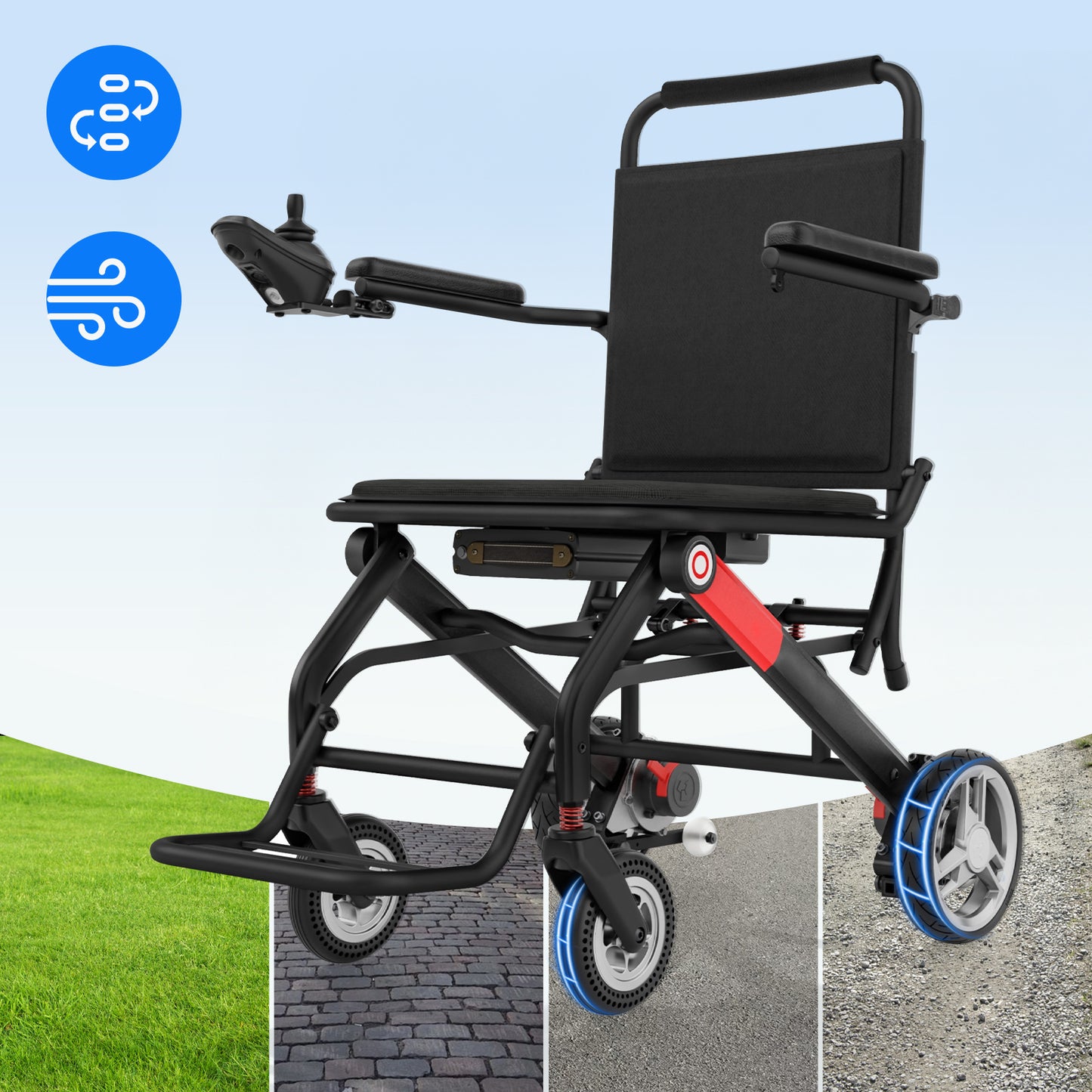 Invvqu V1H – Silla de ruedas eléctrica plegable ultraligera, solo 14,5 kg, compacta y móvil
