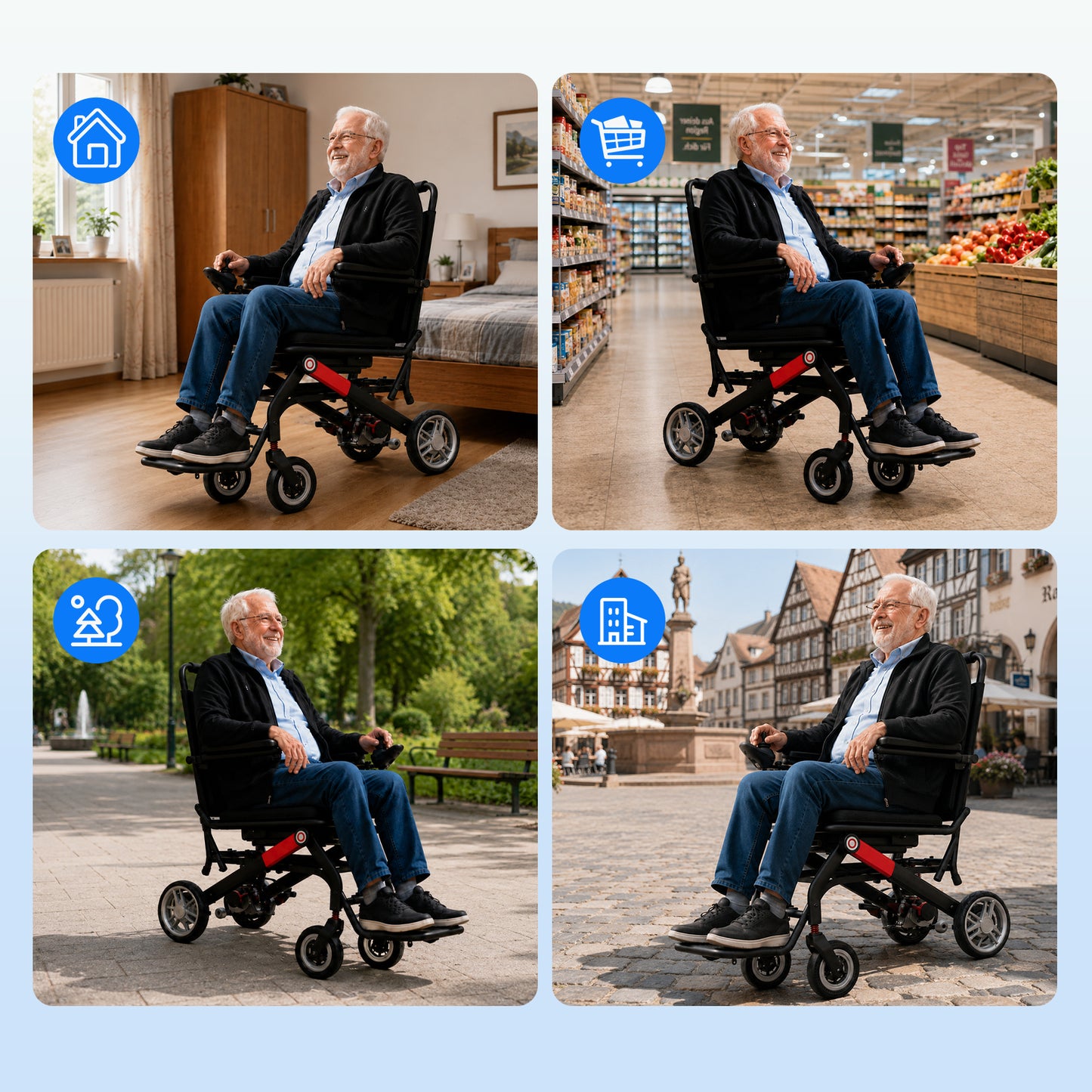 Invvqu V1H – Silla de ruedas eléctrica plegable ultraligera, solo 14,5 kg, compacta y móvil