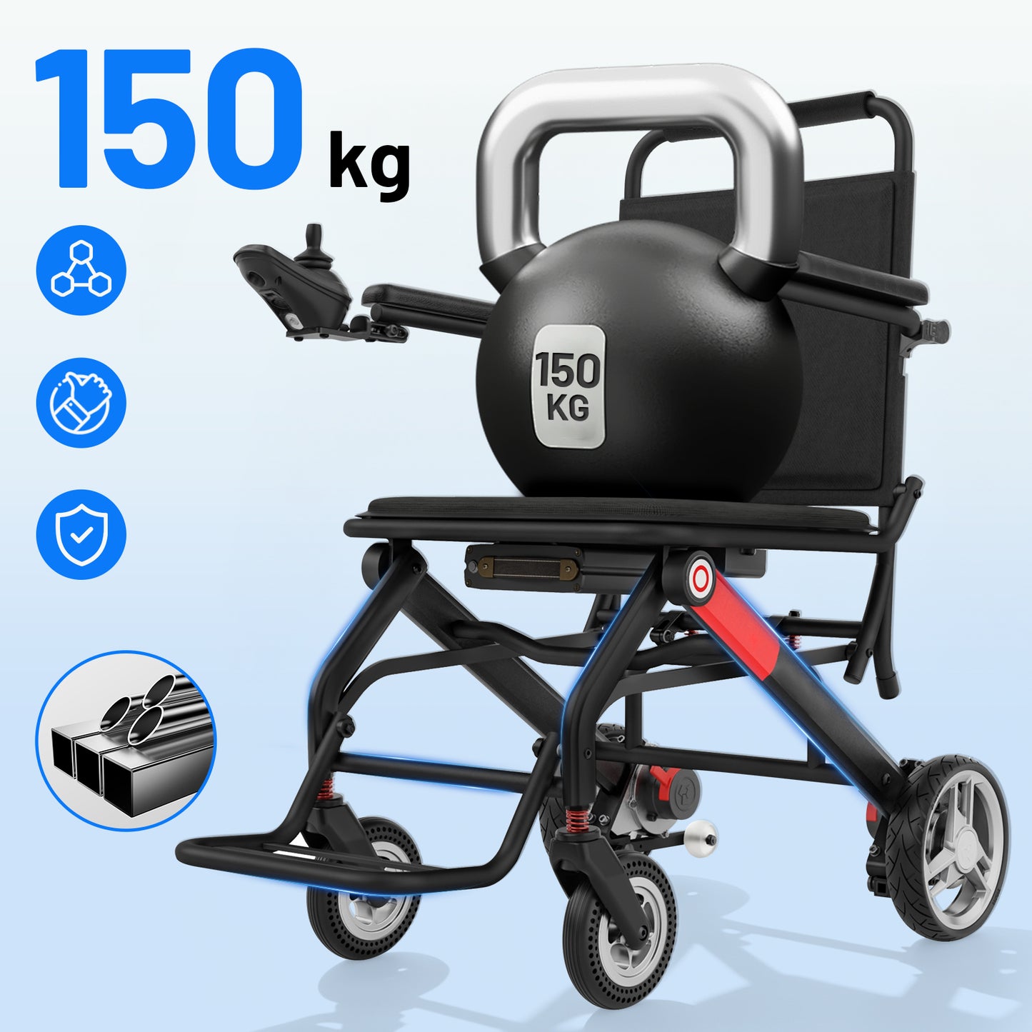 Invvqu V1H – Silla de ruedas eléctrica plegable ultraligera, solo 14,5 kg, compacta y móvil