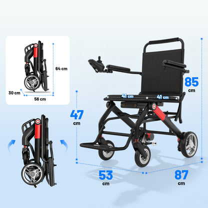 Invvqu V1H – Silla de ruedas eléctrica plegable ultraligera, solo 14,5 kg, compacta y móvil