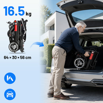 Invvqu V1H – Silla de ruedas eléctrica plegable ultraligera, solo 14,5 kg, compacta y móvil