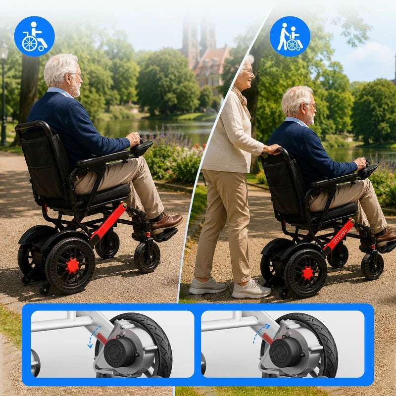 Invvqu V4-H – Faltbarer Elektrorollstuhl mit starkem 500-W-Motor, stabil bis 150 kg