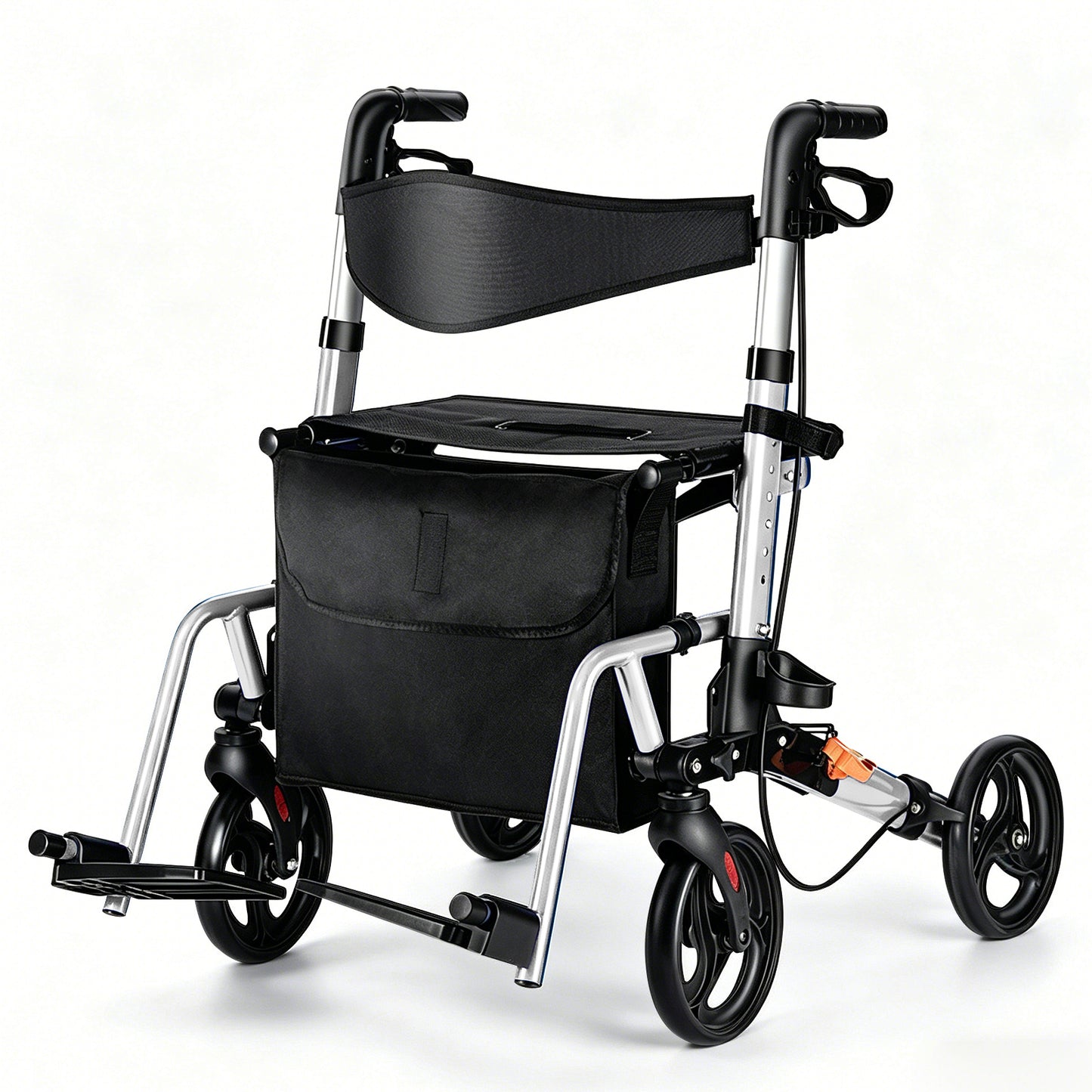 Invvqu W3-Y – 2-in-1 Rollator & Transportstuhl mit Fußstützen, faltbar, bis 150 kg