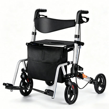 Invvqu W3-Y – 2-in-1 Rollator & Transportstuhl mit Fußstützen, faltbar, bis 150 kg