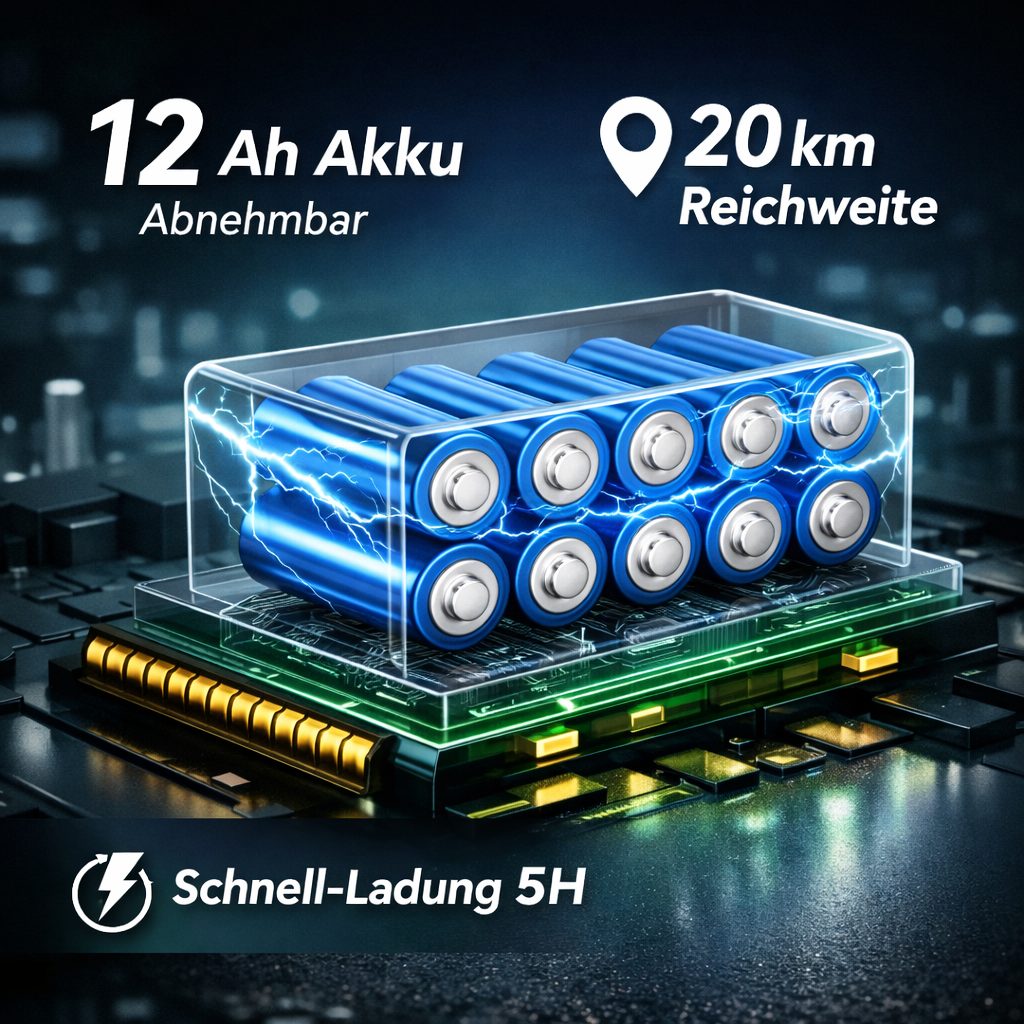 Invvqu XP02 Elektrischer Rollstuhl – 12Ah Akku, 20 km Reichweite, bis 150 kg