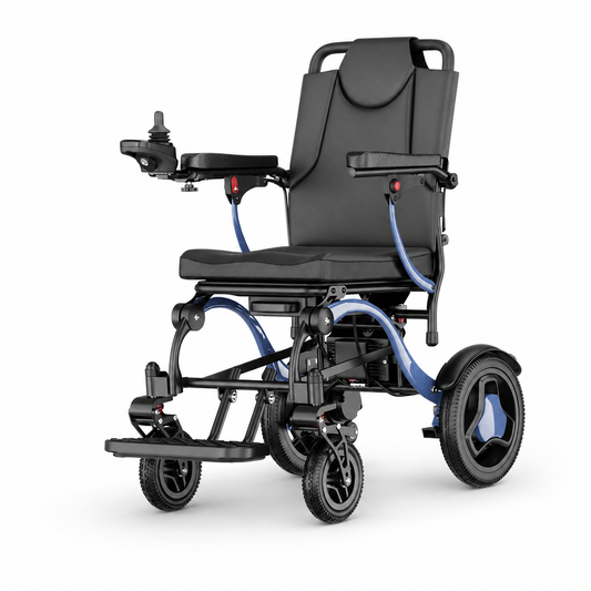 Invvqu XP03 Leichter Falt-Elektrorollstuhl in Blau, 20 km Reichweite, 16,63 kg