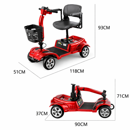 Invvqu Z02 Elektromobil in Rot – faltbar, 350W Motor, 20 km Reichweite, 150 kg