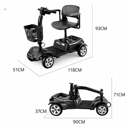 Invvqu Z02 Elektromobil in Schwarz – faltbar, 350W Motor, 20 km Reichweite, 150 kg