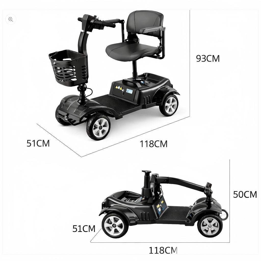 Invvqu SL02 Elektromobil in Schwarz – faltbar, 350W Motor, 20 km Reichweite, 150 kg
