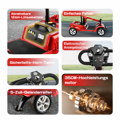 Invvqu Z02 Elektromobil in Rot – faltbar, 350W Motor, 20 km Reichweite, 150 kg