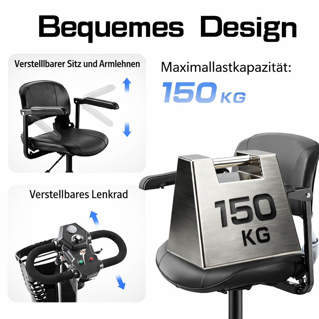 Invvqu Z02 Elektromobil in Schwarz – faltbar, 350W Motor, 20 km Reichweite, 150 kg