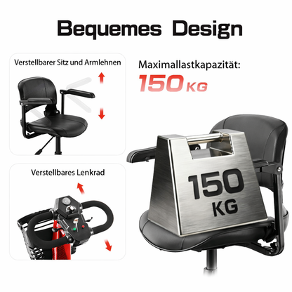 Invvqu Z02 Elektromobil in Rot – faltbar, 350W Motor, 20 km Reichweite, 150 kg