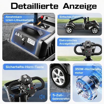 Invvqu Z02 Elektromobil in Schwarz – faltbar, 350W Motor, 20 km Reichweite, 150 kg