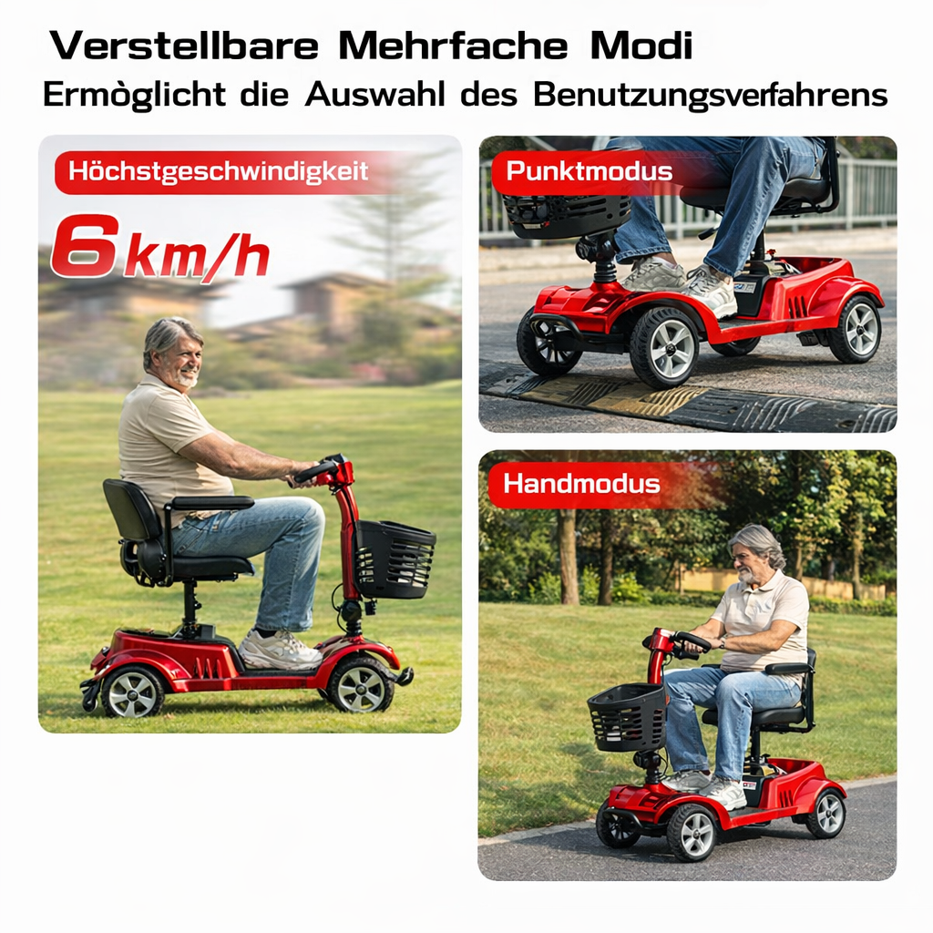Invvqu Z02 Elektromobil in Rot – faltbar, 350W Motor, 20 km Reichweite, 150 kg