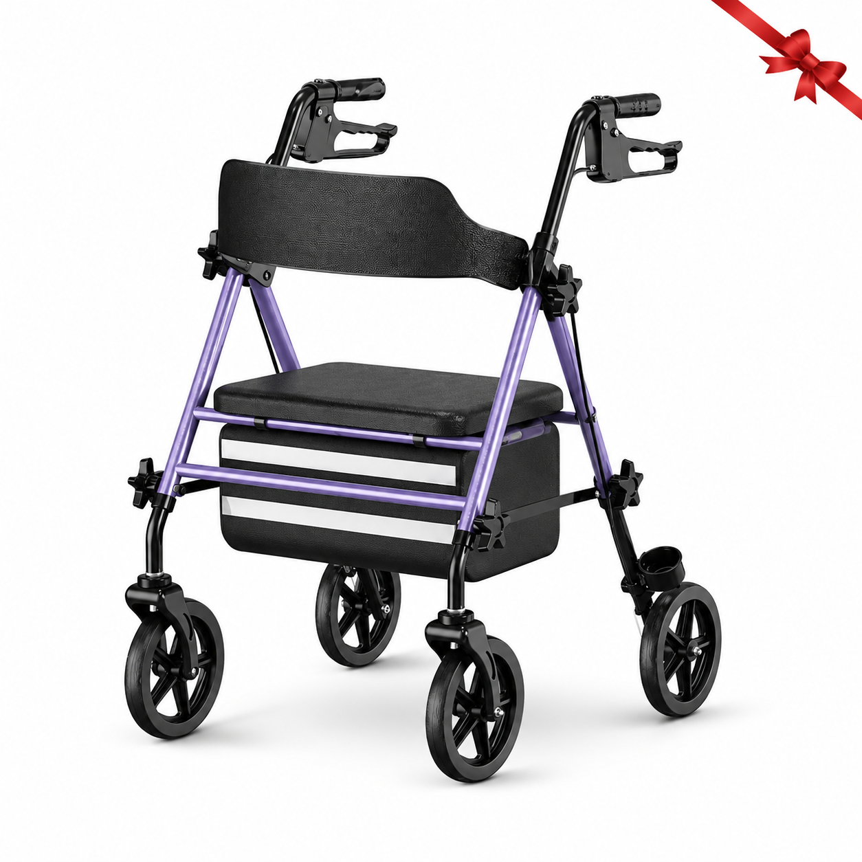 Invvqu W4-L – Stabiler Rollator mit Sitz & Tasche, 150 kg Tragkraft, 8-Zoll-Räder, Blau